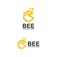 Bee logo letter B forms a cube object with yellow colors