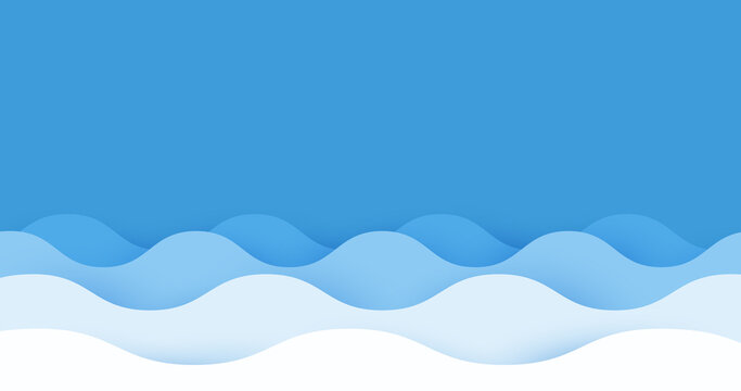Water wave background. Paper art style. Vector illustration