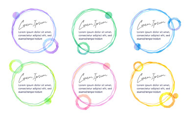 透明水彩タッチのカラフルな円形囲み罫