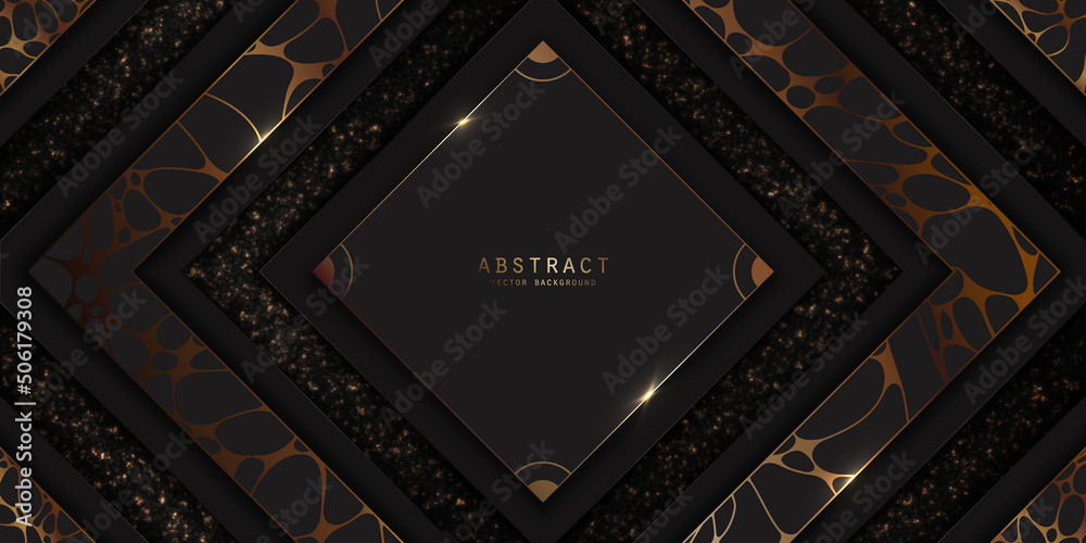 Wall mural vector abstract premium background with shiny glitter, animal print and a frame with a golden border