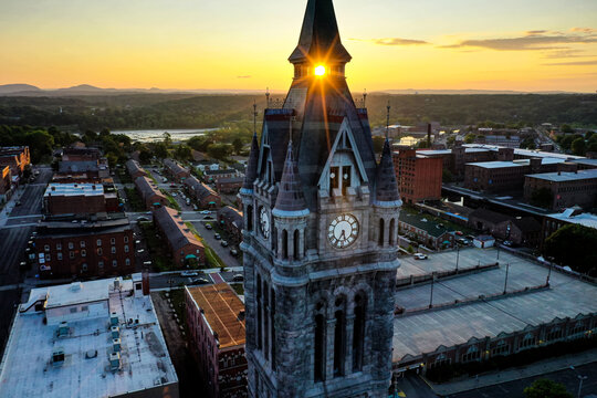 Holyoke Massachusetts - Holyoke City Hall during Sunrise