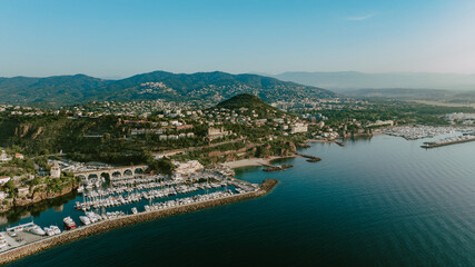 Aerial view of Château de la Napoule at Cannes on a sunny morning