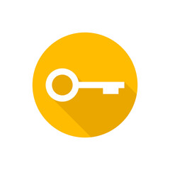 Key flat icon with shadow