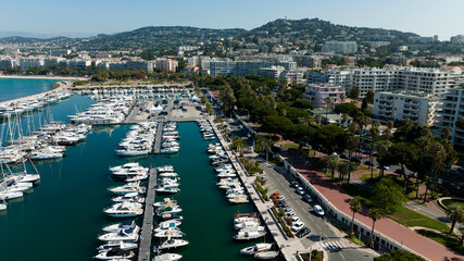 Fototapeta premium Aerial view at Cannes on a sunny afternoon