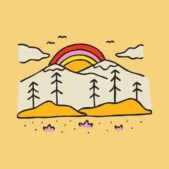 Awesome nature with sunrise graphic illustration vector art t-shirt design