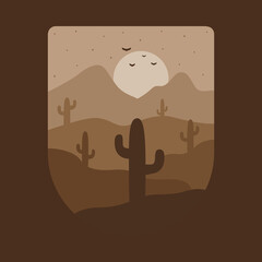 Beauty desert in the dark graphic illustration vector art t-shirt design