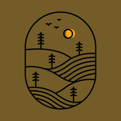 Great nature mono line graphic illustration vector art t-shirt design