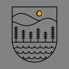 Great nature mono line graphic illustration vector art t-shirt design