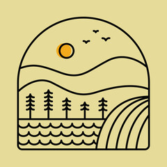 Great nature mono line graphic illustration vector art t-shirt design