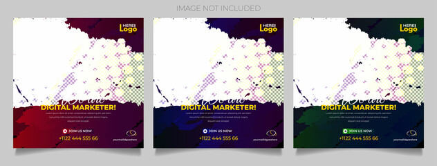 corporate business digital marketing square social media banner design template set