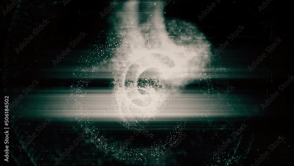 Aufkleber Futuristic abstract de-focus Metaverse data matrix, meta, telemetry and encrypt numbers display with particles simulation in cyber space environment for HUD loop background