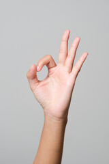 hand ok sign on white background