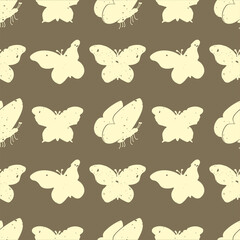 seamless pattern of golden butterflies vector silhouette.