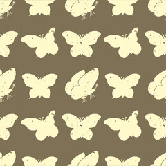 seamless pattern of golden butterflies vector silhouette.