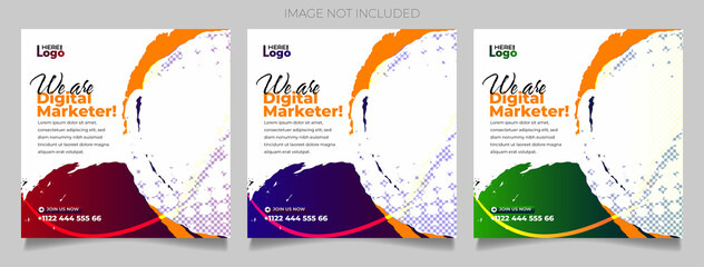 corporate business digital marketing square social media banner design template set