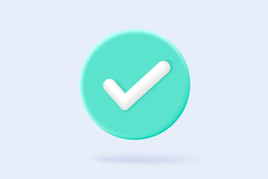 3d check mark icon isolated on white background. check list button best choice for right, success, tick, accept, agree on application. choose icon vector with shadow 3D rendering illustration