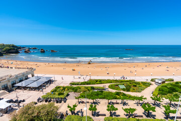 Aerial view of Biarritz beach, south west resort town, Lapurdi. France