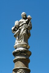 Fototapeta na wymiar Statue on the Saint Barbara Garden fountain in Braga, Norte - Portugal 