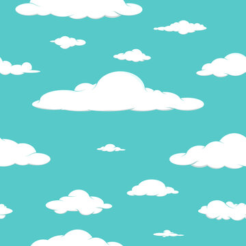 Vector Children's pattern - Clouds in the blue sky