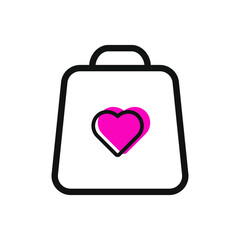 shopping bag with heart icon vector