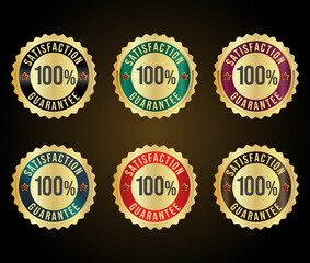 Collection of hundred percent satisfaction guarantee golden badges
