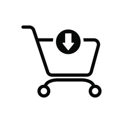 shopping cart with arrow down. online shopping cart icon vector