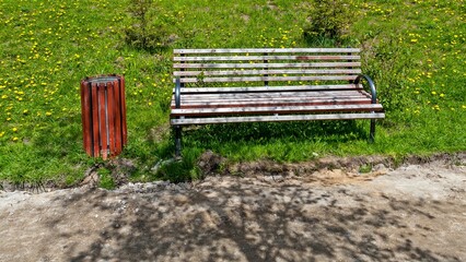 A bench for relaxing on the lawn