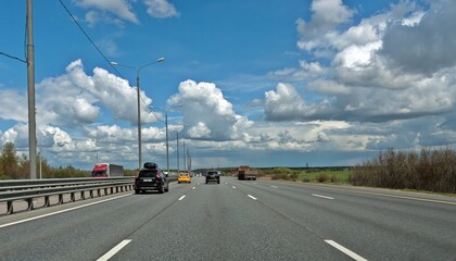 Fototapeta premium A road with four lanes in each direction