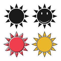 set of Sun or sunshine icon symbol design, travel beach holiday sign, abstarct vector illustration