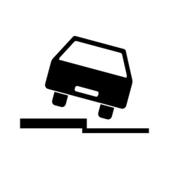 Road danger car icon, traffic street caution sign, roadsign vector illustration, warning vehicle