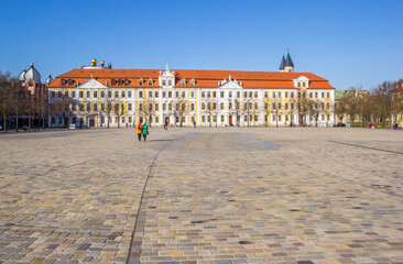 Cobblestones on the historic Domplatz square in Magdeburg, Germany