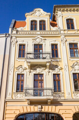 Balcony on a historic house in the center of Magdeburg, Germany
