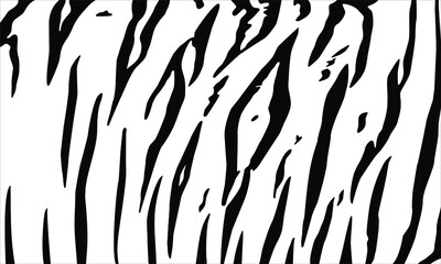 Tiger (Big Cat Family) Motifs Pattern on Black-White. Animal Print Series. Vector Illustration
