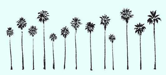 Palm trees. Textured ink brush drawing - 506192567