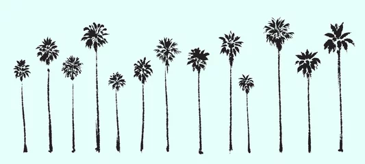 Poster Palm trees. Textured ink brush drawing © dahabians