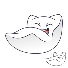 Cute Happy Pillow Laugh Out Loud with Black and White Line Art Drawing