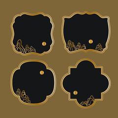 chinese different border with mountain and sun 