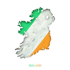 Flag of Ireland in the form of a map. Shadow. Isolated on white background. Signs and symbols....
