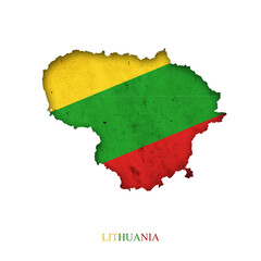 Flag of Lithuania in the form of a map. Shadow. Isolated on white background. Signs and symbols. Design element.