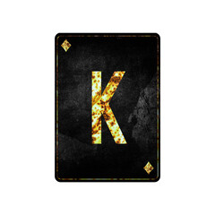 Letter K. Alphabet on vintage playing cards. Isolated on white background.