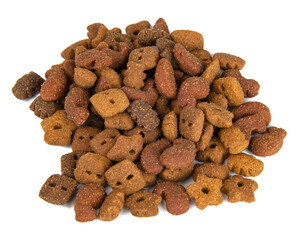Cat's dry food snack crispy isolated on the white background