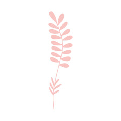 Hand drawn plant element, twig, grass isolated on a white background. Doodle, illustration in a simple flat style. It can be used for decoration of textile, paper and other surfaces.