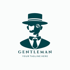 Vintage gentleman logo design vector