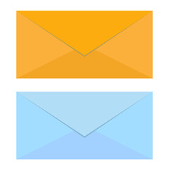 Yellow and colored  mail icon set in flat design style. jpeg image  illustration isolated on white background.Open and closed envelope. jpg icon in flat design style Closed, open with a message e-mail