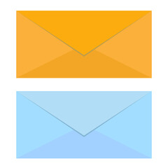 Yellow and colored  mail icon set in flat design style. jpeg image  illustration isolated on white background.Open and closed envelope. jpg icon in flat design style Closed, open with a message e-mail
