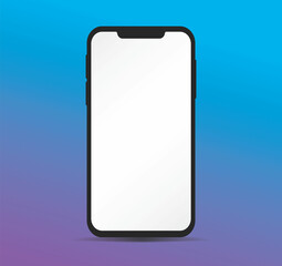 Illustration Notch Smartphone Device Mockup Isolated Touchscreen Modern Blank Display Screen Technology Equipment Concept UI Business Office Electronic Presentation Minimalistic Cellphone