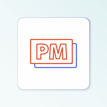 recommend clip art: Line Clock PM icon isolated on white background. Time symbol. Colorful outline concept. Vector