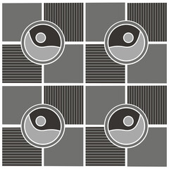 Seamless pattern with rectangle, circle, and person. Design for wall decoration, postcard, poster, brochure, shirt, etc