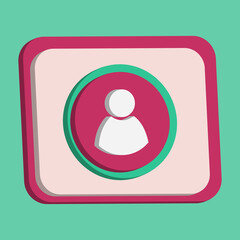3D people icon button vector pink background, best for property design images, editable colors
