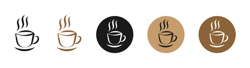 Tasse warmer Kaffee Vektor Symbole gezeichnet